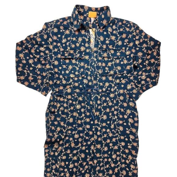 Future Collective Teal Floral  zipup Boilersuit Size 14 - Picture 3 of 7